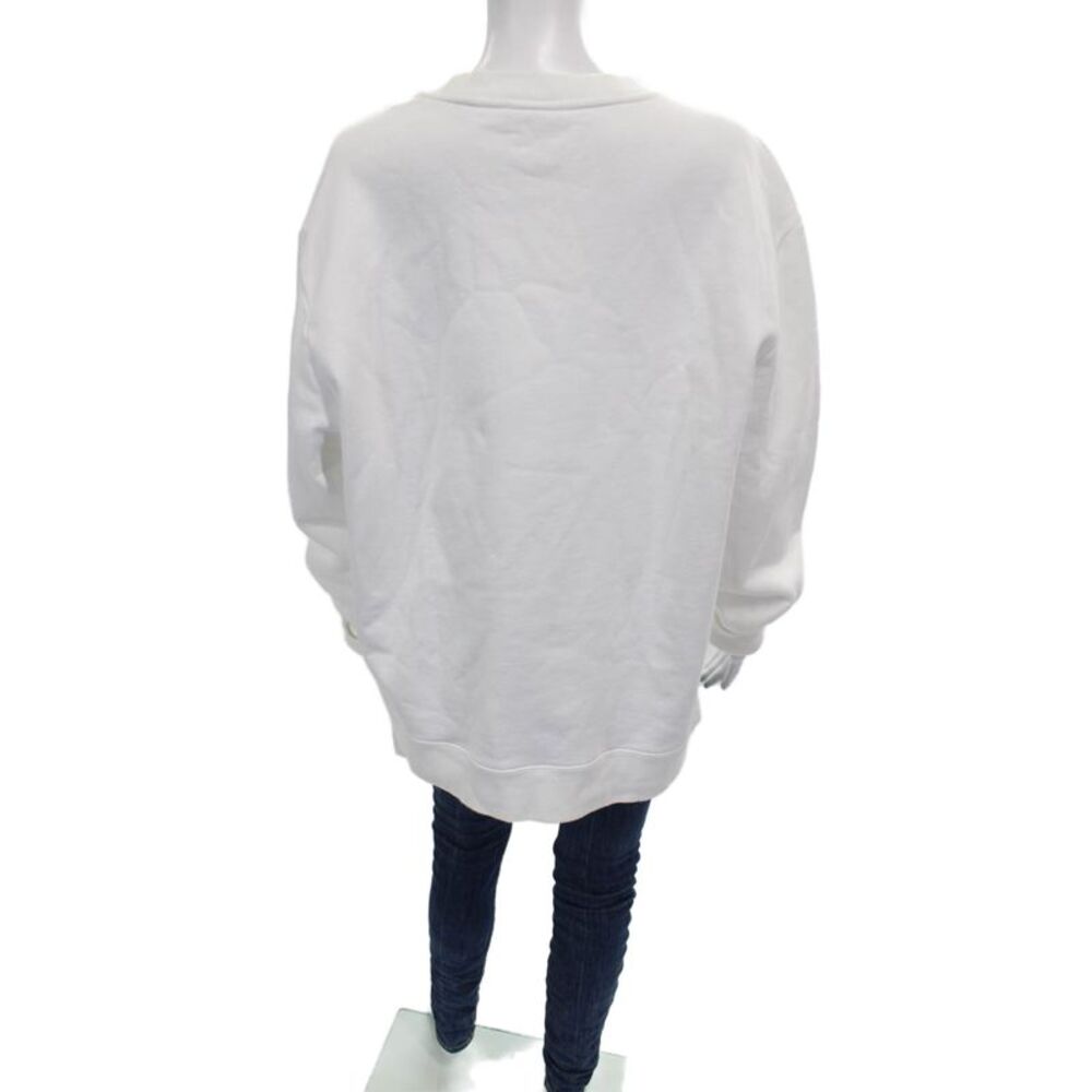 Vince Womens Pullover Sweatshirt Cotton Crew Neck Long Sleeve White Size L - Picture 3 of 6